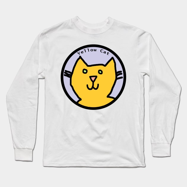 Portrait of Yellow Cat Long Sleeve T-Shirt by ellenhenryart